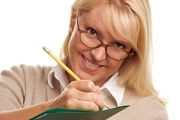 Image showing Beautiful Woman with Pencil and Folder 