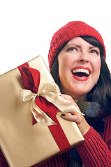 Image showing Attractive Woman Holds Gift