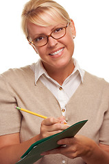 Image showing Beautiful Woman with Pencil and Folder 