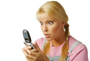 Image showing Enamored Girl Texting with Cell Phone