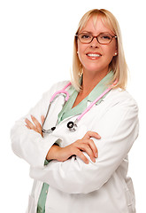 Image showing Attractive Female Doctor or Nurse on White