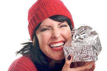 Image showing Attractive Woman Holds Gift