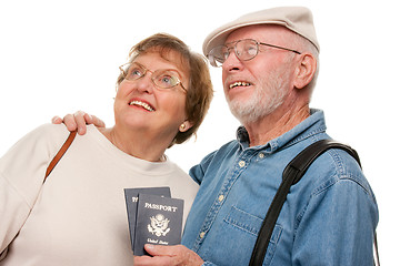 Image showing Happy Senior Couple with Passports and Bags