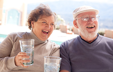 Image showing Happy Senior Adult Couple with Drinks
