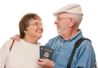 Image showing Happy Senior Couple with Passports and Bags