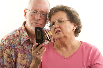 Image showing Senior Couple and Cell Phone