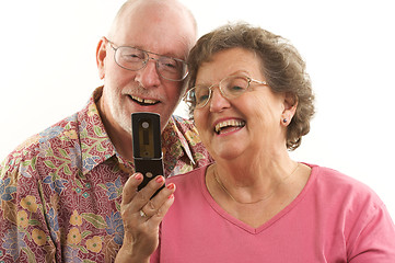 Image showing Senior Couple and Cell Phone