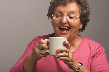 Image showing Senior Woman Enjoys Her Coffee