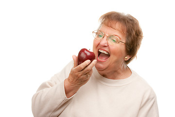 Image showing Attractive Senior Woman with Apple
