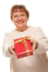 Image showing Attractive Senior Woman with Gift
