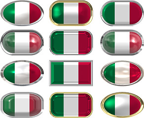 Image showing 12 buttons of the Flag of Italy