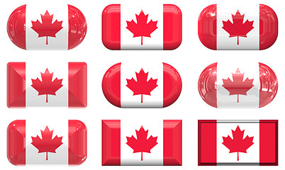 Image showing nine glass buttons of the Flag of Canada