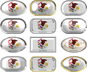 Image showing 12 buttons of the Flag of illinois