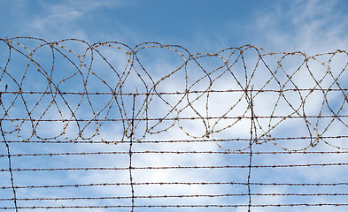 Image showing barbed wire jail or gaol fence