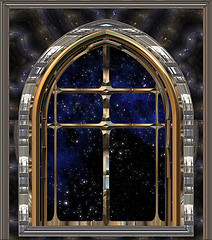 Image showing window looking out to space or night sky