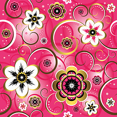 Image showing Seamless floral decorative pink pattern