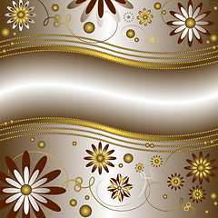 Image showing Silvery and golden floral background 