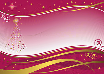 Image showing Red and golden christmas background