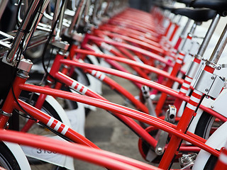 Image showing Red bicycles