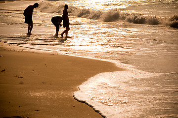 Image showing Beach with Silhouette people