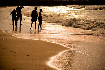 Image showing Beach with Silhouette people