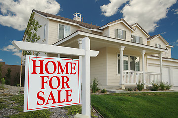 Image showing Home For Sale Sign in Front and New Home