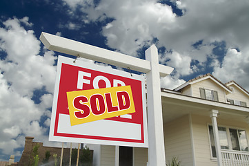 Image showing Sold Home For Sale Sign & New Home