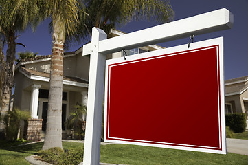 Image showing Blank Real Estate Sign and House