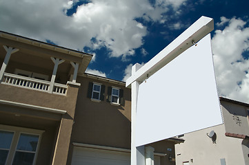 Image showing Blank Real Estate Sign & New Home