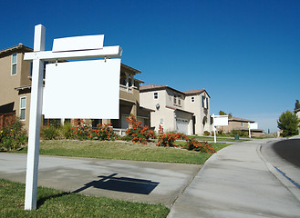 Image showing Blank Real Estate Sign & New Home