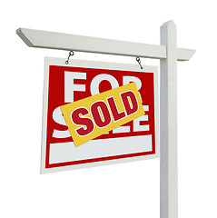 Image showing Sold Home For Sale Real Estate Sign on White