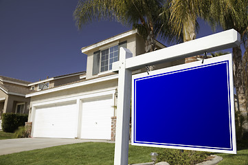 Image showing Blank Real Estate Sign and House