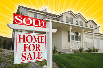 Image showing Sold Home For Sale Sign & New House