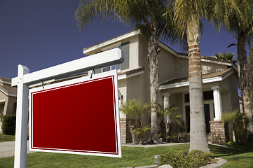 Image showing Blank Real Estate Sign and House