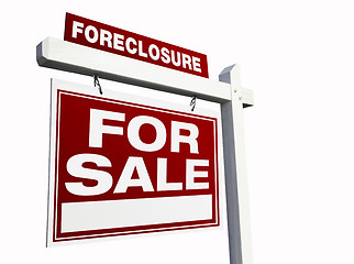 Image showing Red Foreclosure Real Estate Sign on White.