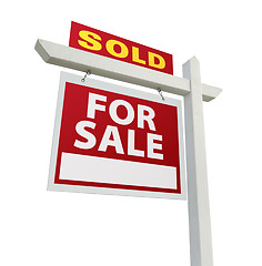 Image showing Sold Home for Sale Sign on White