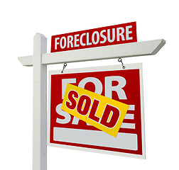 Image showing Sold Foreclosure Home For Sale Real Estate Sign Isolated