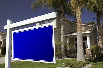 Image showing Blank Real Estate Sign and House