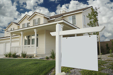 Image showing Blank Real Estate Sign & New Home
