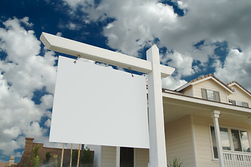 Image showing Blank Real Estate Sign & New Home