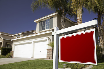 Image showing Blank Real Estate Sign and House