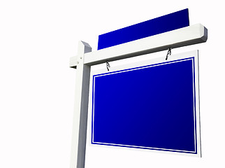 Image showing Blank Blue Real Estate Sign on White