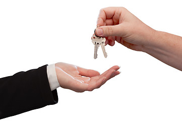 Image showing Man Handing Over Woman Set Of Keys