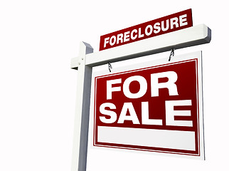 Image showing Red Foreclosure Real Estate Sign on White.