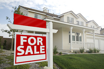 Image showing Blank For Sale Real Estate Sign and New Home