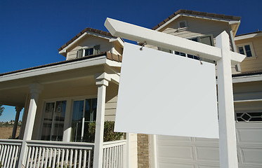 Image showing Blank Real Estate Sign & New Home