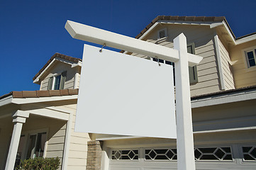 Image showing Blank Real Estate Sign & New Home