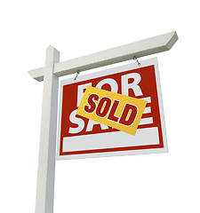 Image showing Sold Home For Sale Real Estate Sign Isolated