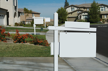 Image showing Blank Real Estate Sign & New Home