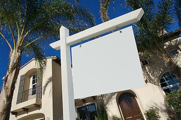 Image showing Blank Real Estate Sign & New Home
